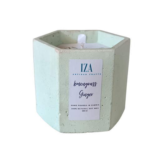 Soy wax candle in concrete container 