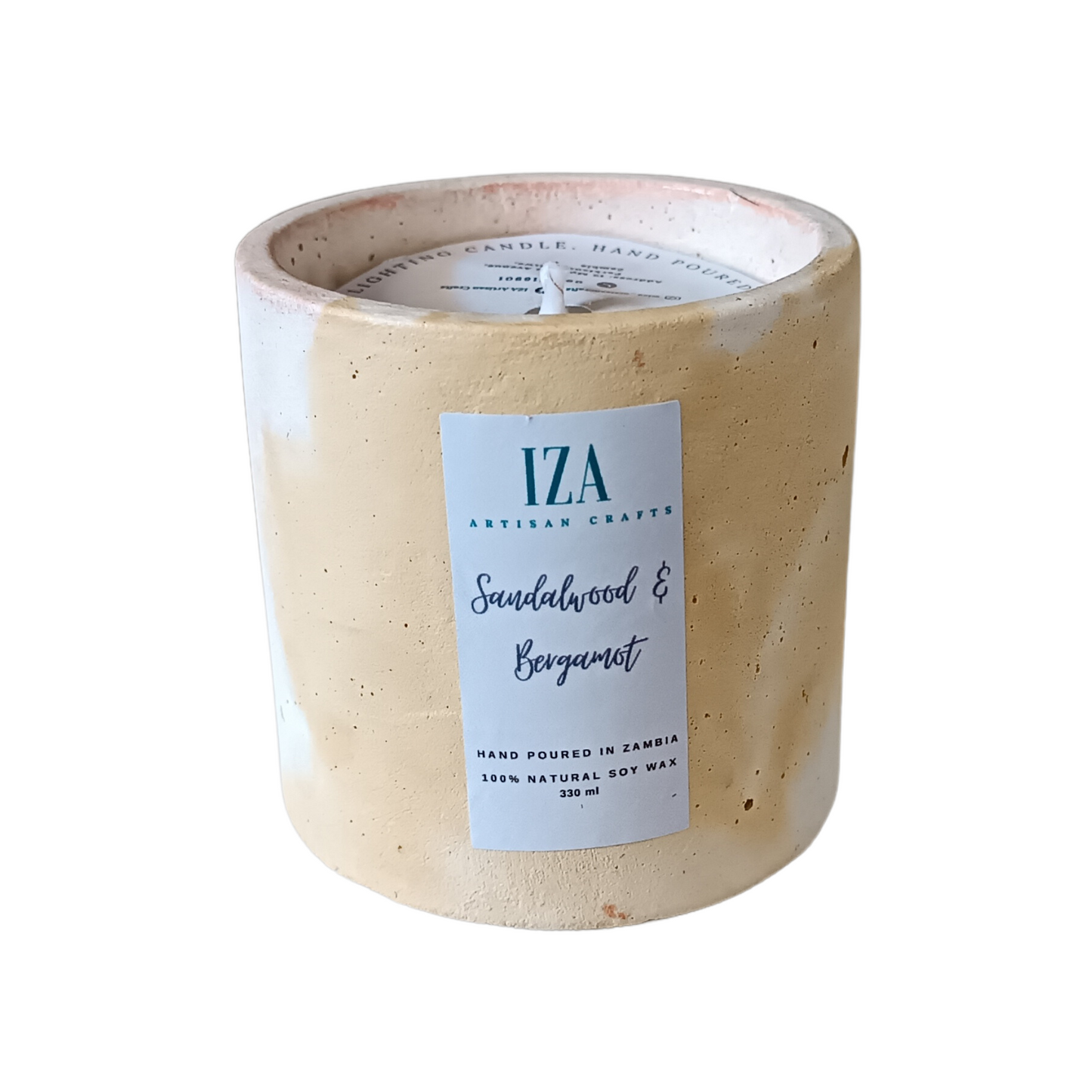 Soy wax candle in concrete container 